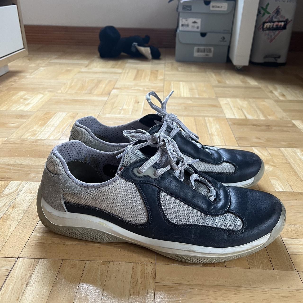 Prada Men's Blue and Grey Trainers | Depop