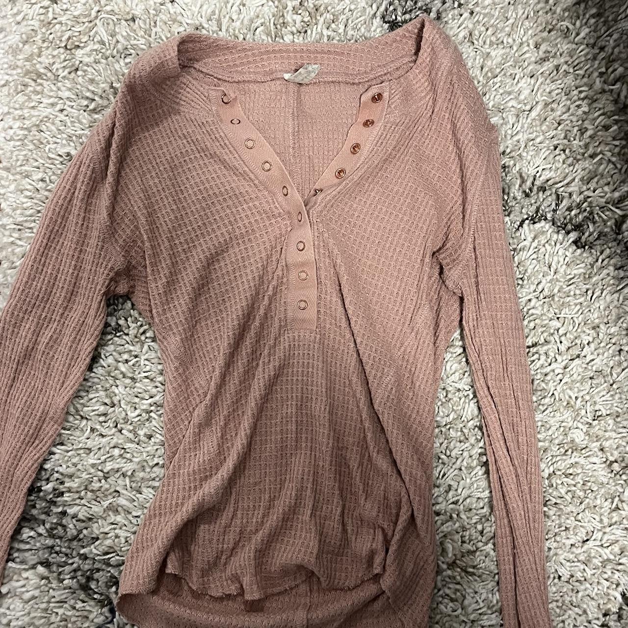 NWT We The Free Pink Rainbow Embroidered Henley - Depop