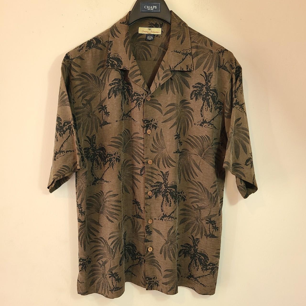 Y2K Men's Tommy Bahama Brown Silk Floral Short... - Depop