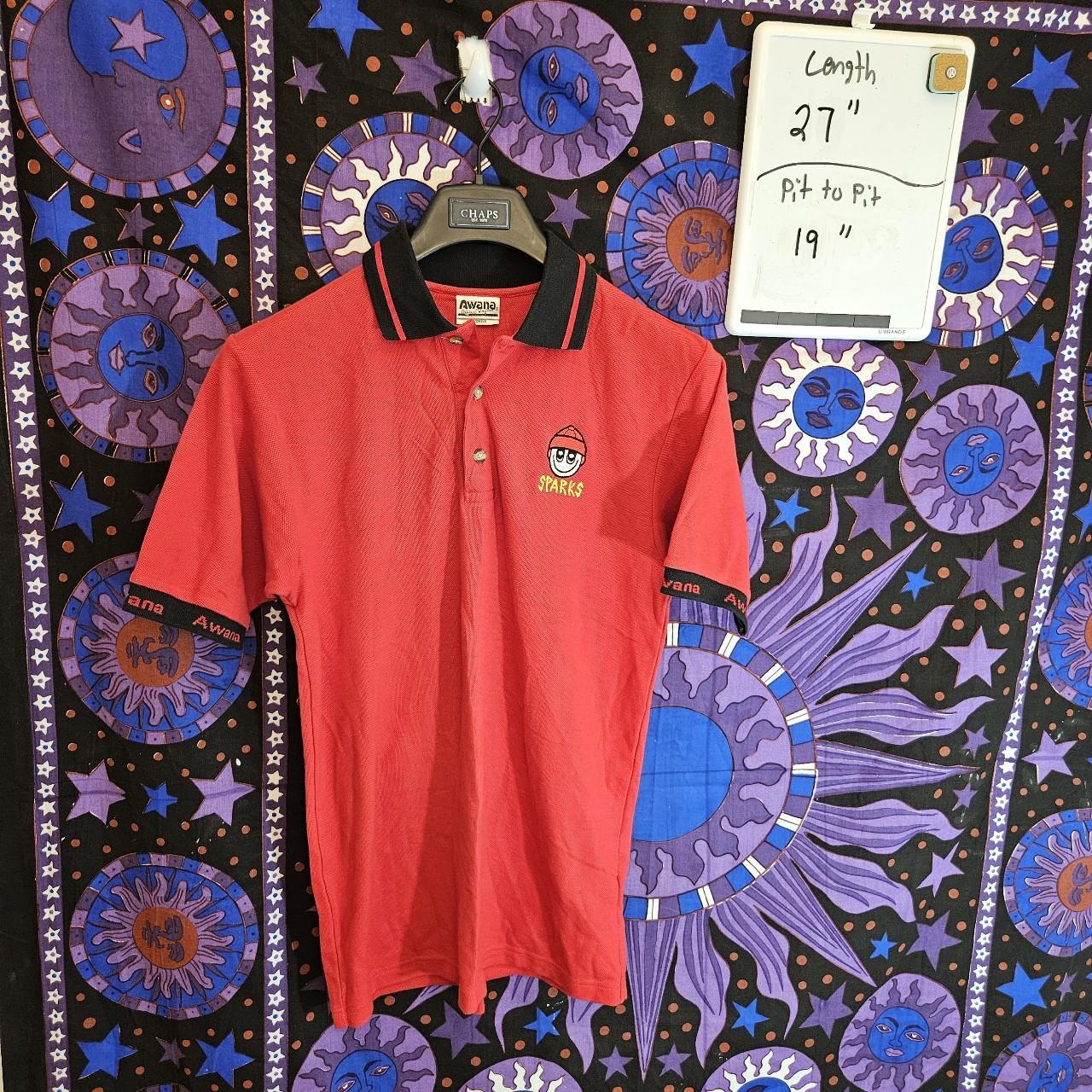 Vintage 90's Awana Sparks Red & Black Polo | Depop