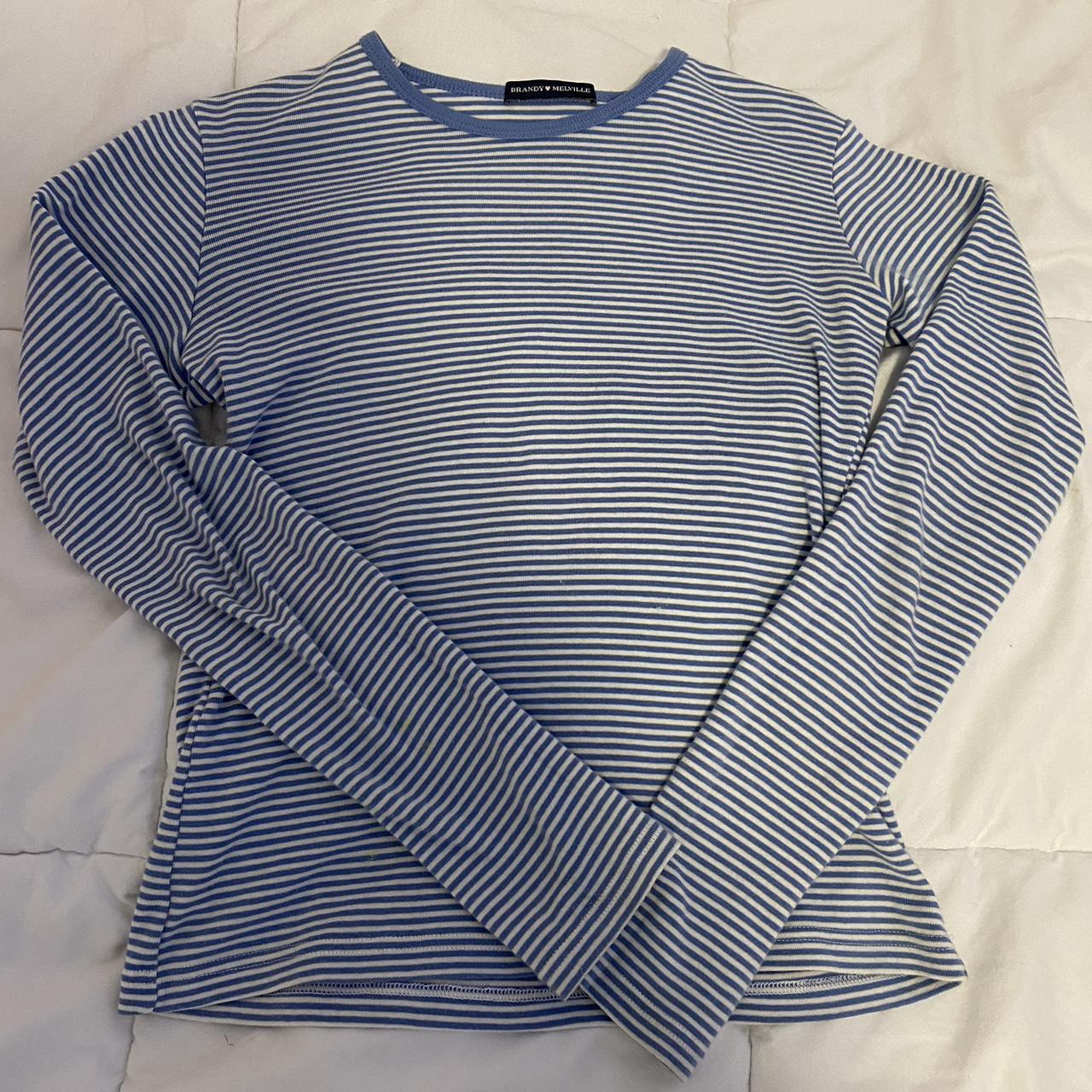 Brandy Melville blue stripped shirt 🤍 Only worn... - Depop