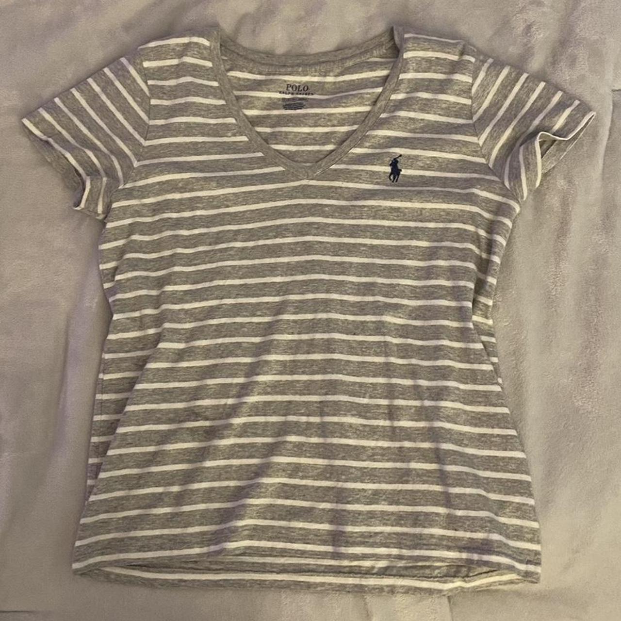 Ralph Lauren Women's Grey and White Shirt | Depop