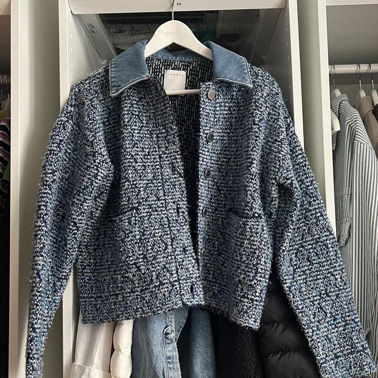 Sandro denim collar tweed jacket, Barely worn,