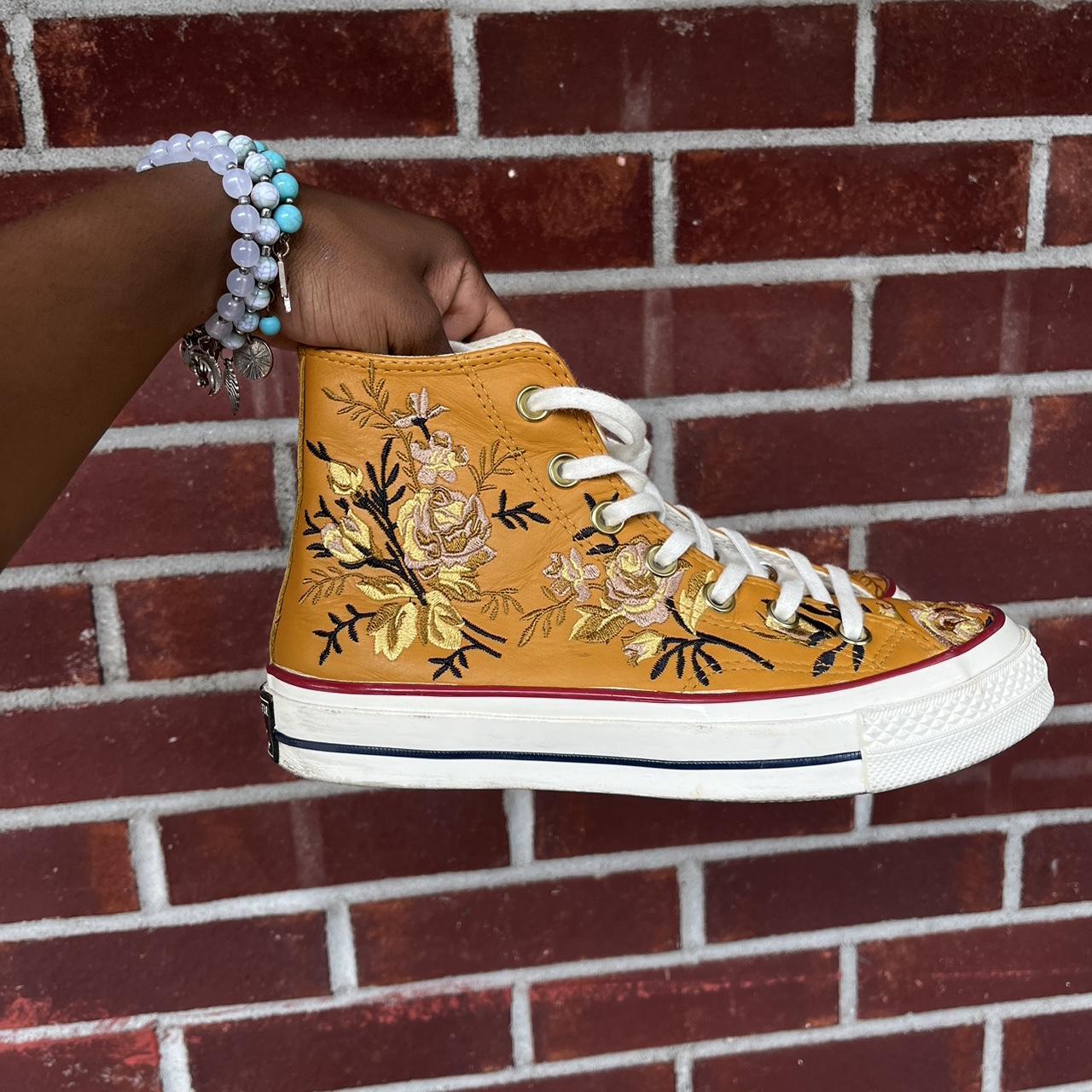 Yellow on sale embroidered converse