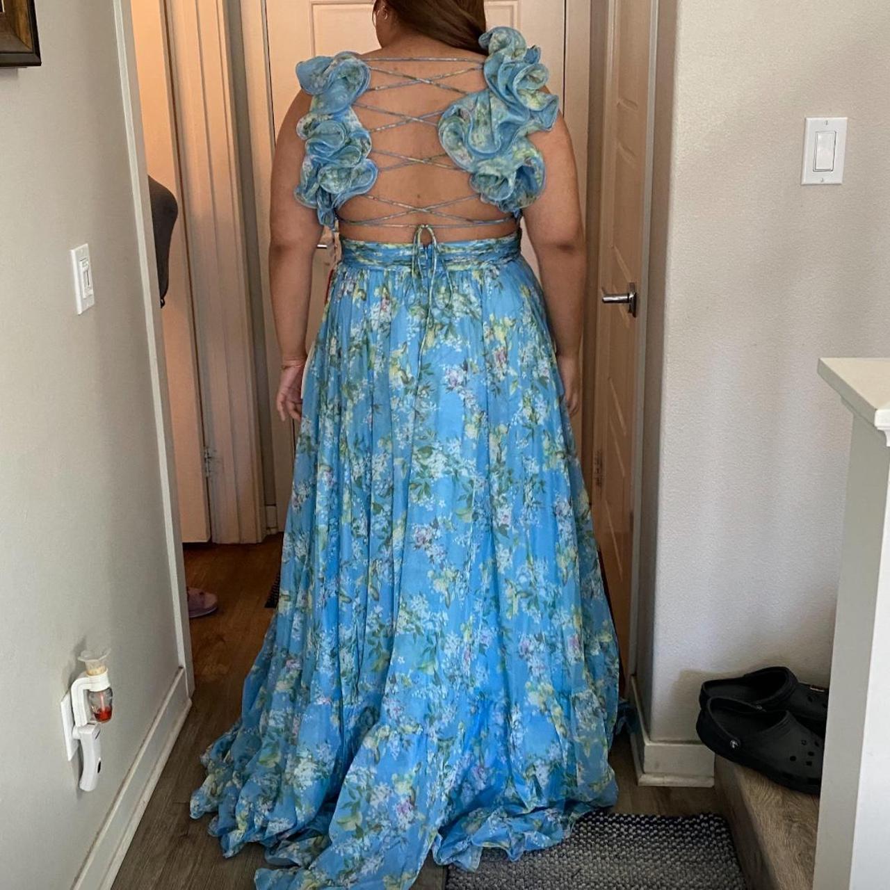 Mac Duggal Ruffle Tiered Floral Cut-out Chiffon Gown... | Depop Mac Duggal Ruffle Tiered Floral Cut-out Chiffon Gown... | Depop