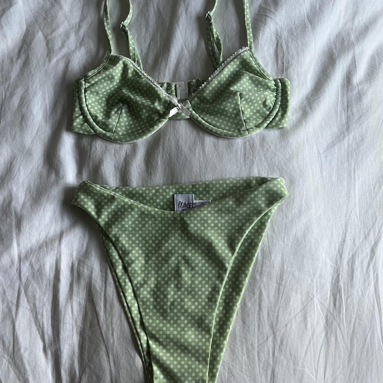 Princess Polly Women's Green and White Bikinisandtankinisets Depop
