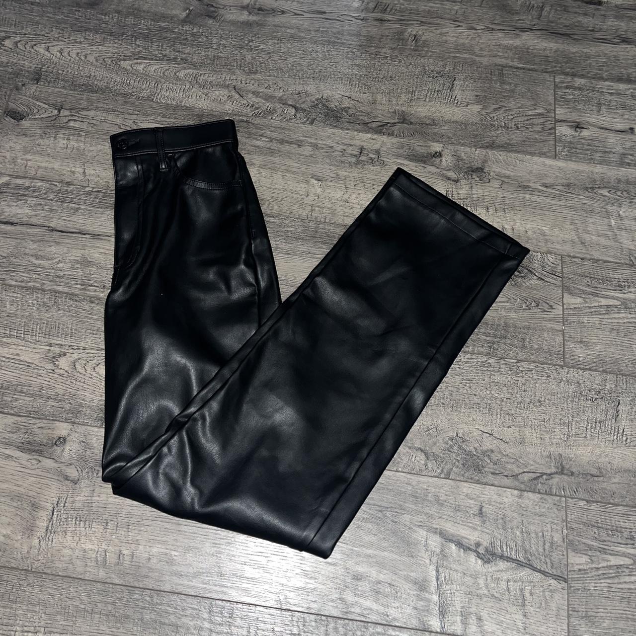 Hollister Leather Pants These are high rise wide - Depop