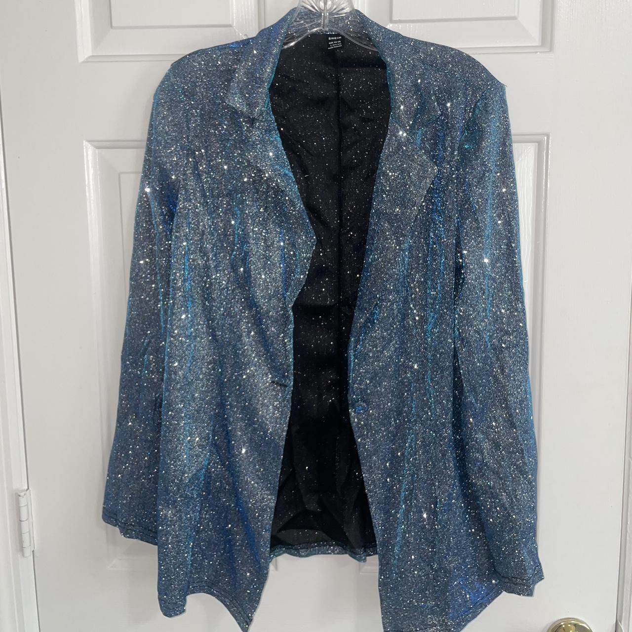 SHEIN Single Button Sequin Blazer  Blue jackets outfits, Sparkle