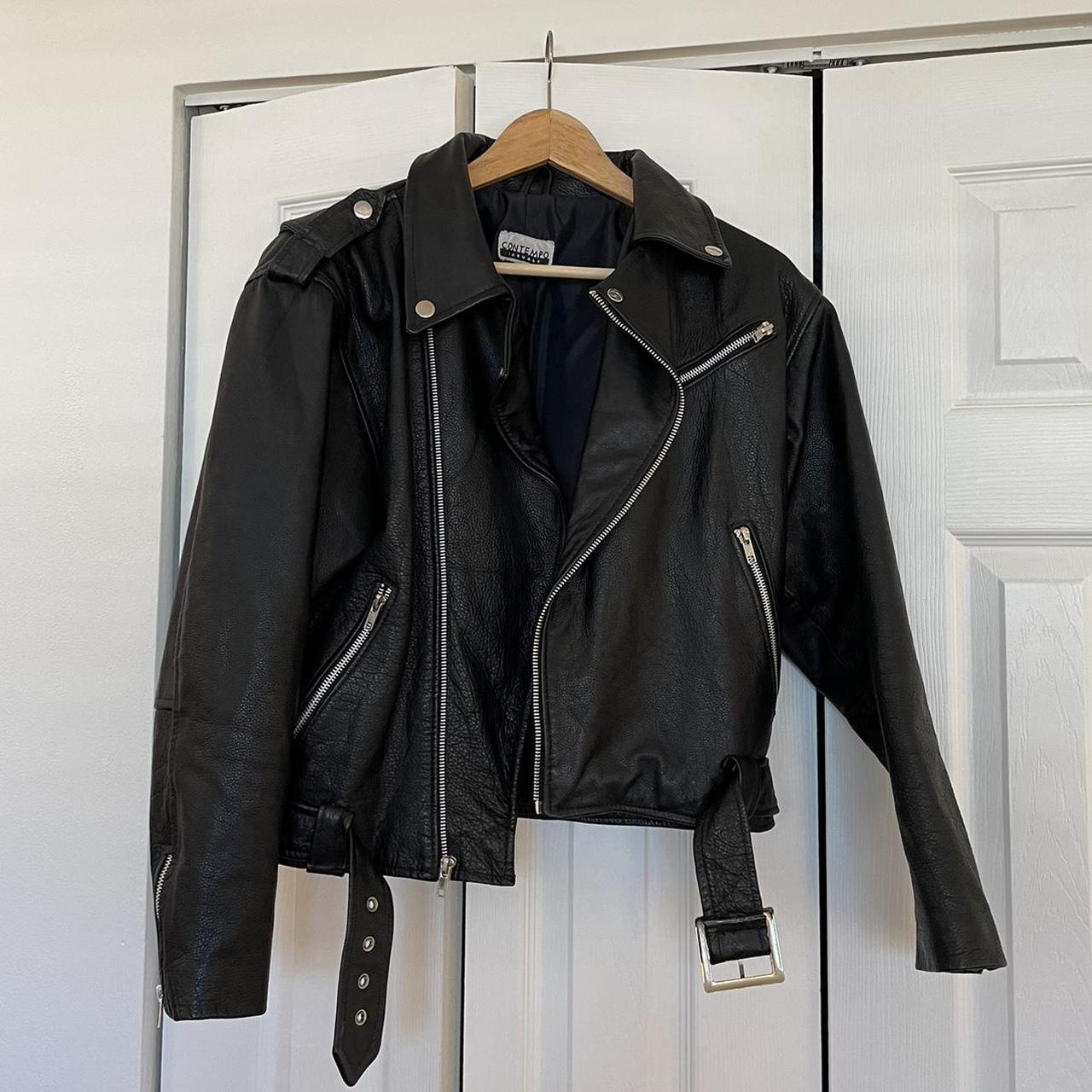 Contempo Casuals Genuine Leather Biker Jacket Super... - Depop