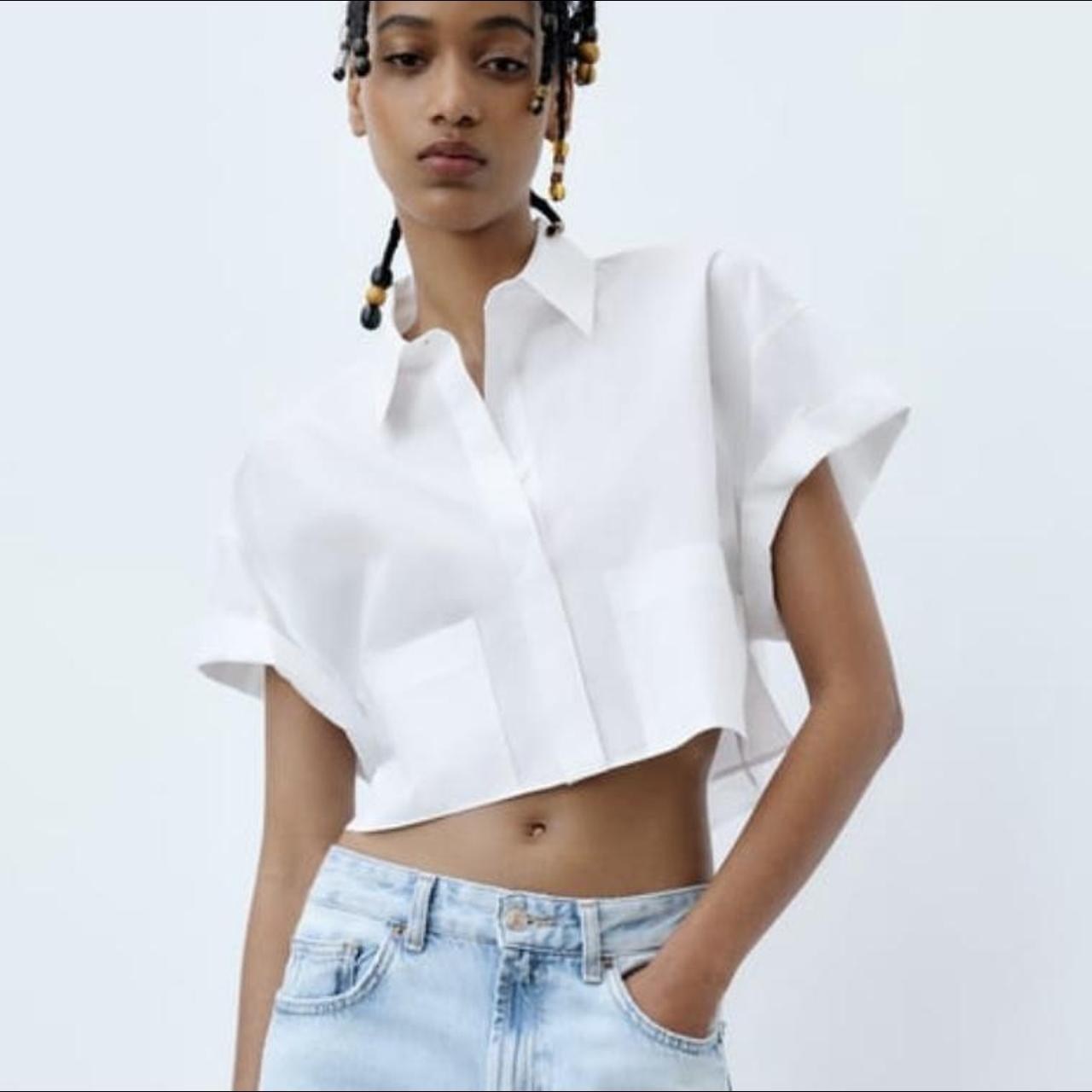 Zara Cropped Poplin Shirt Only worn once, for... Depop