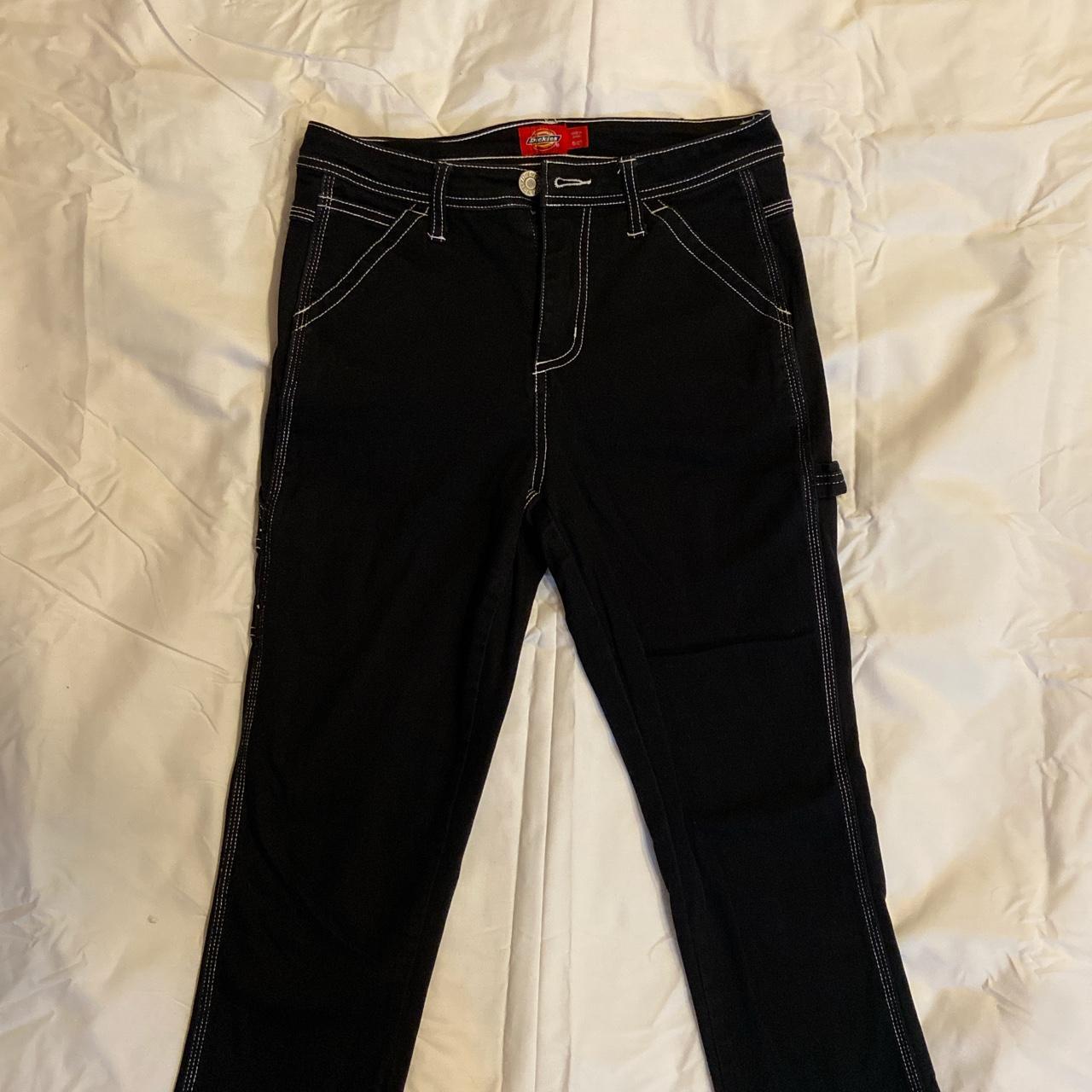 Dickies pants , black with white stitching 27”... - Depop