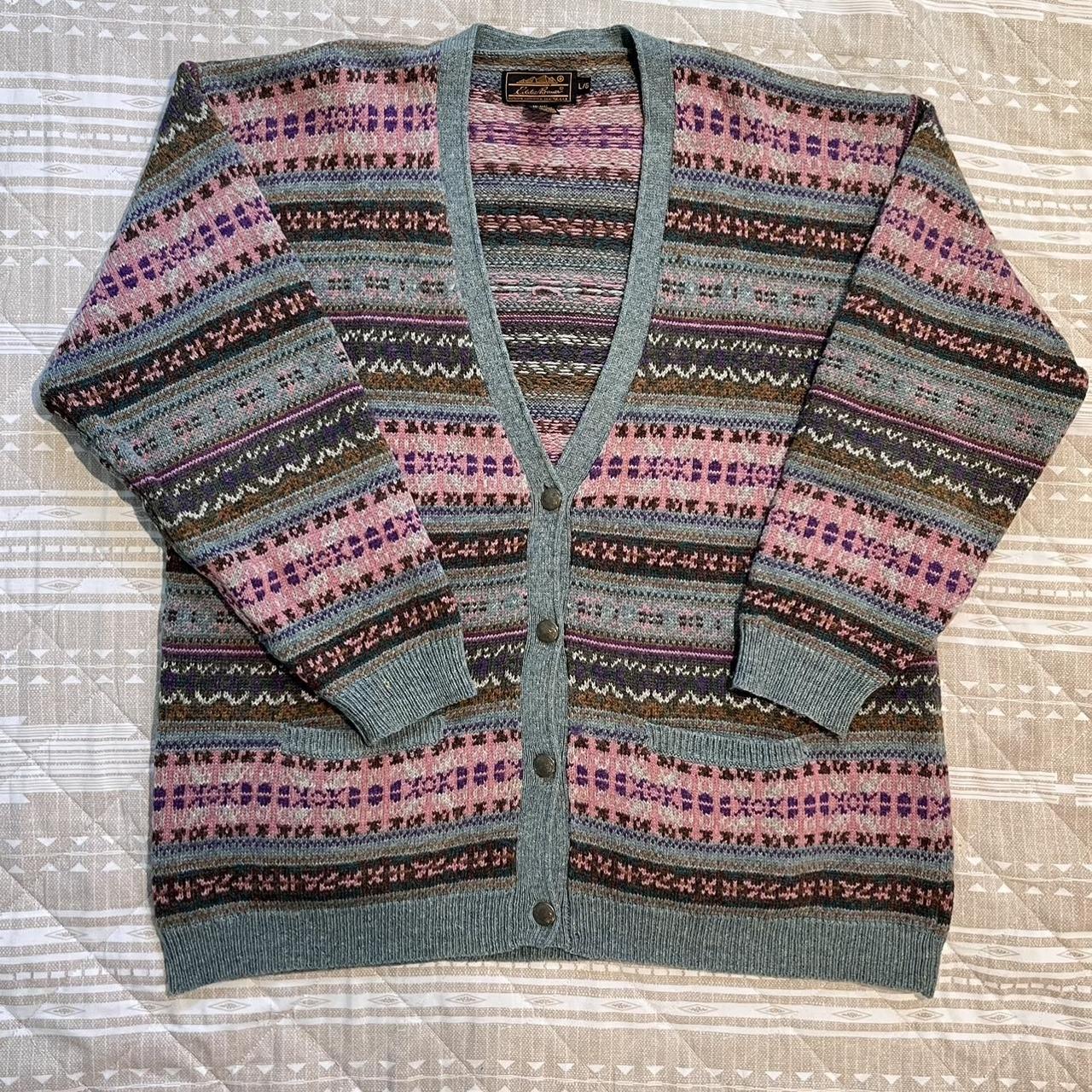 Vintage Eddie Bauer Cardigan Sweater Fair Isle Depop 7842