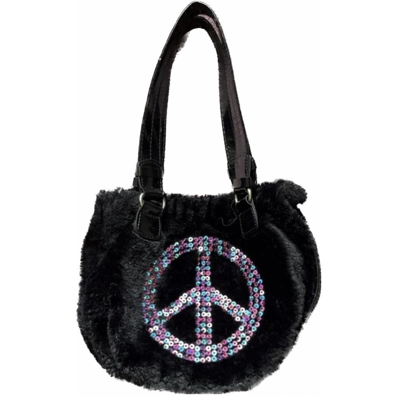 Faux fur peace Justice bag☮️ Great condition;zero... Depop