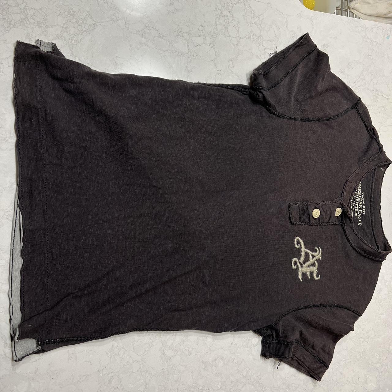 American Eagle Outfitters Men's Black and Brown T-shirt | Depop