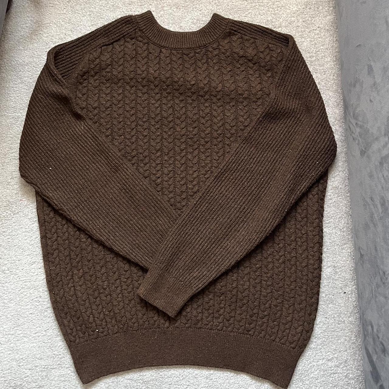 Brown knitted jumper perfect for autumn and winter Depop