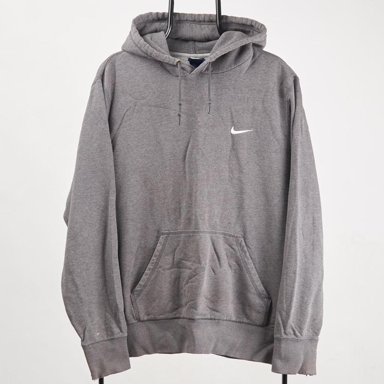 VINTAGE NIKE LOGO HOODIE GREY COLOUR: DARK... - Depop