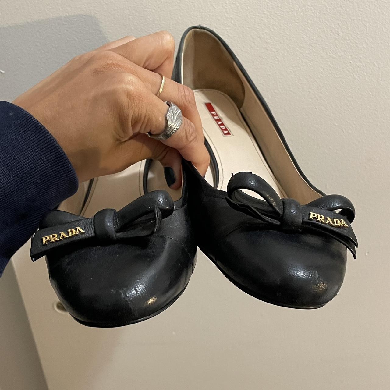 バレエシューズ PRADA Naplak Ballet Flats vintage prada block-heel ballet flats🎀🎀🎀 #prada | Depop