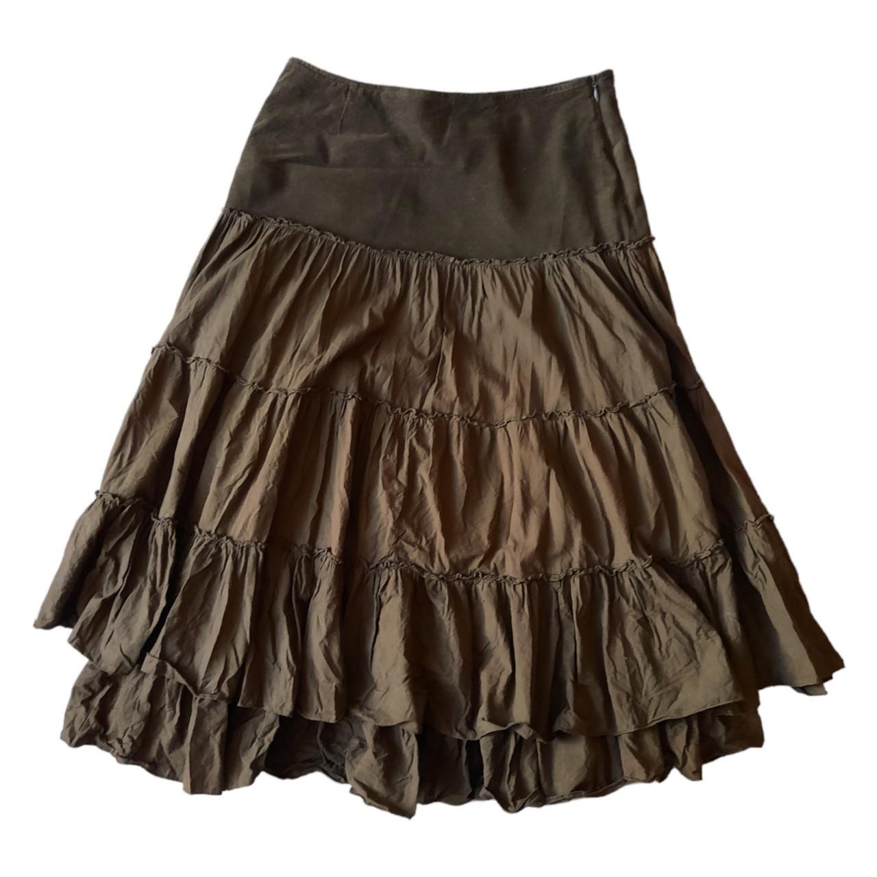 Women's Green and Khaki Skirt | Depop