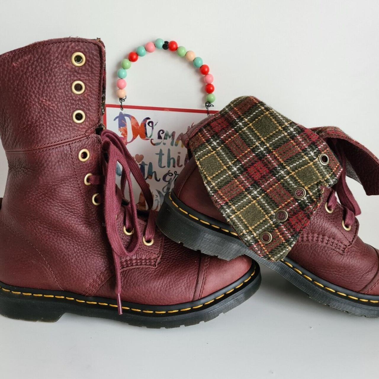 Dr Doc Martens Triumph Aimilita red burgundy tartan Depop