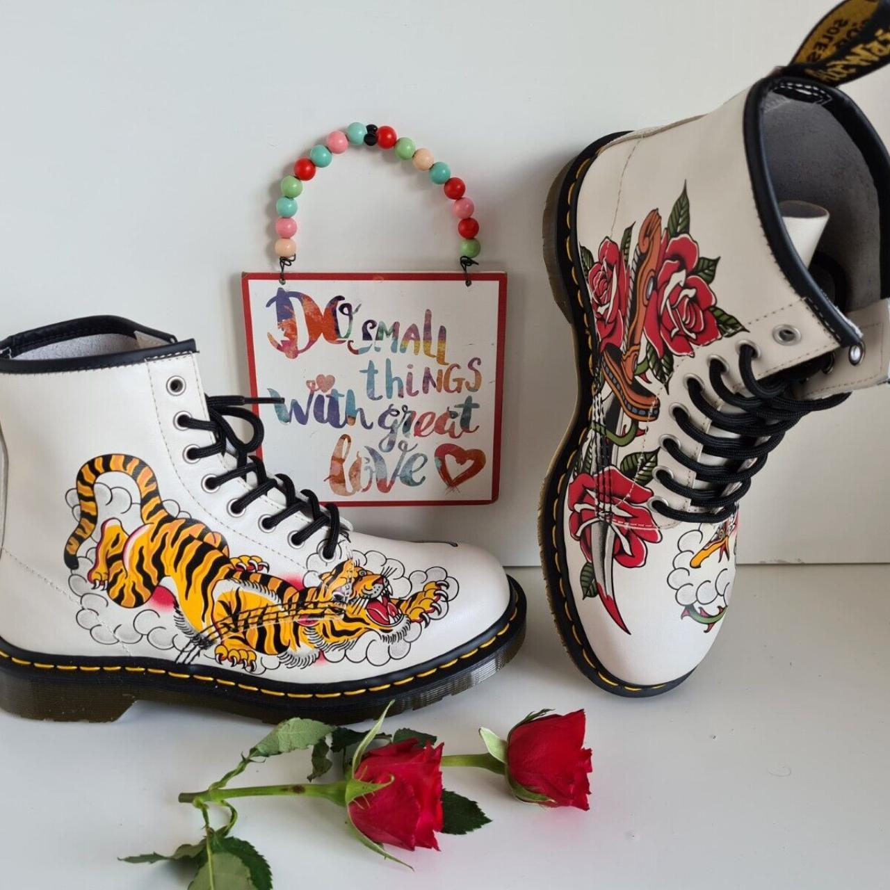 Dr Martens x Grez 1460 tiger backhand tattoo white Depop