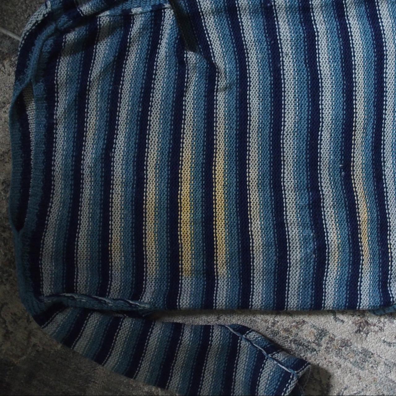 blue striped hippie / grandad jumper handmade... - Depop