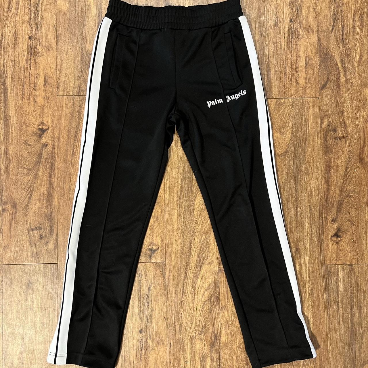 Palm Angels Men's Black and White Joggers-tracksuits | Depop