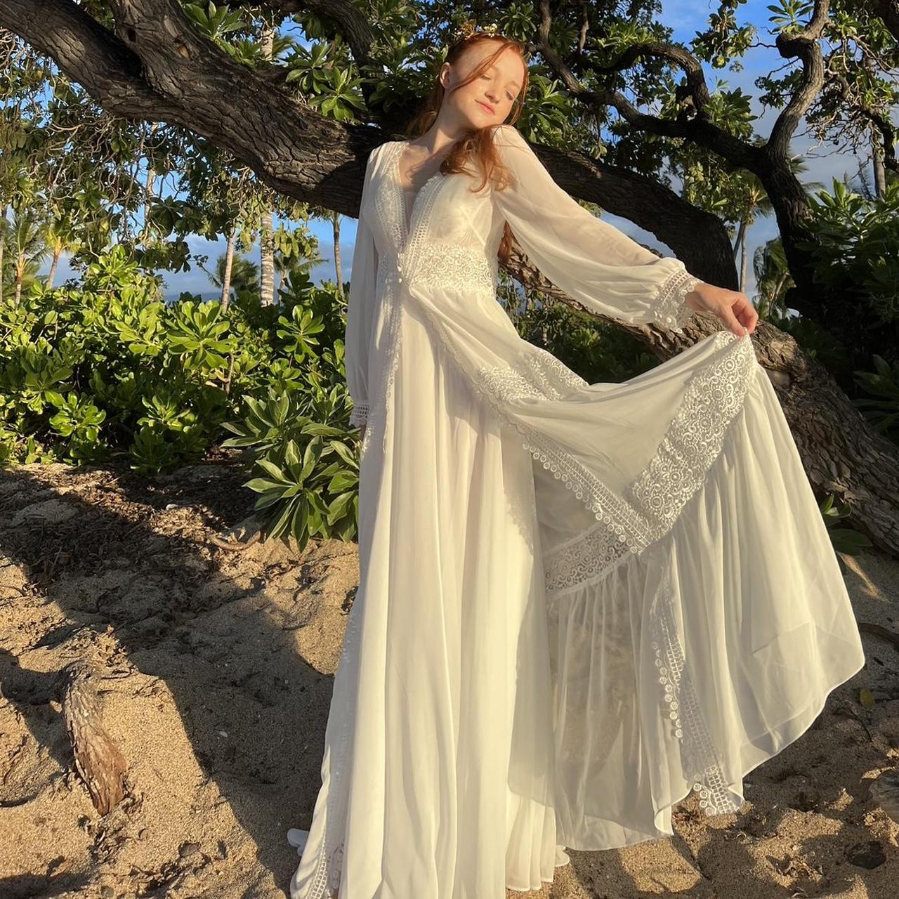Boho 2 Piece Wedding Dress 🤍 Trumpet sleeves Depop