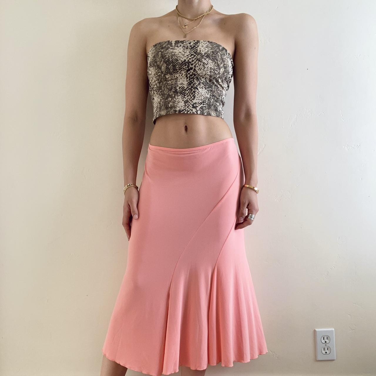 Stunning Silky Midi Pink Skirt - Sports a... - Depop