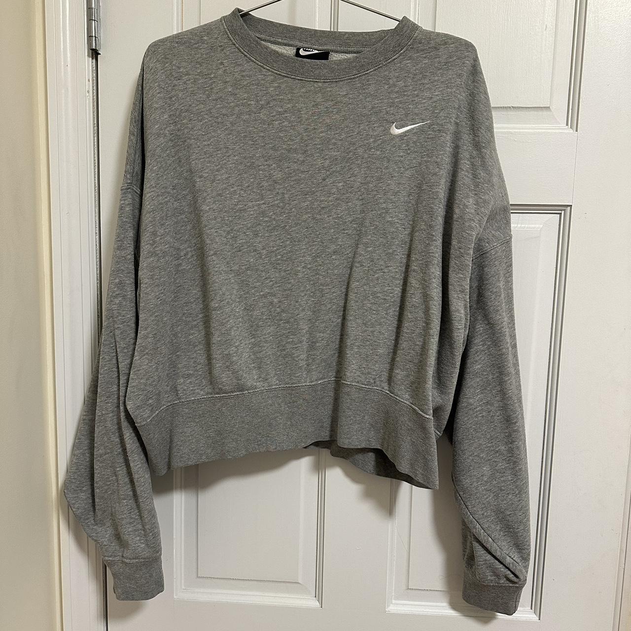 nike mini swoosh oversized boxy sweatshirt in grey