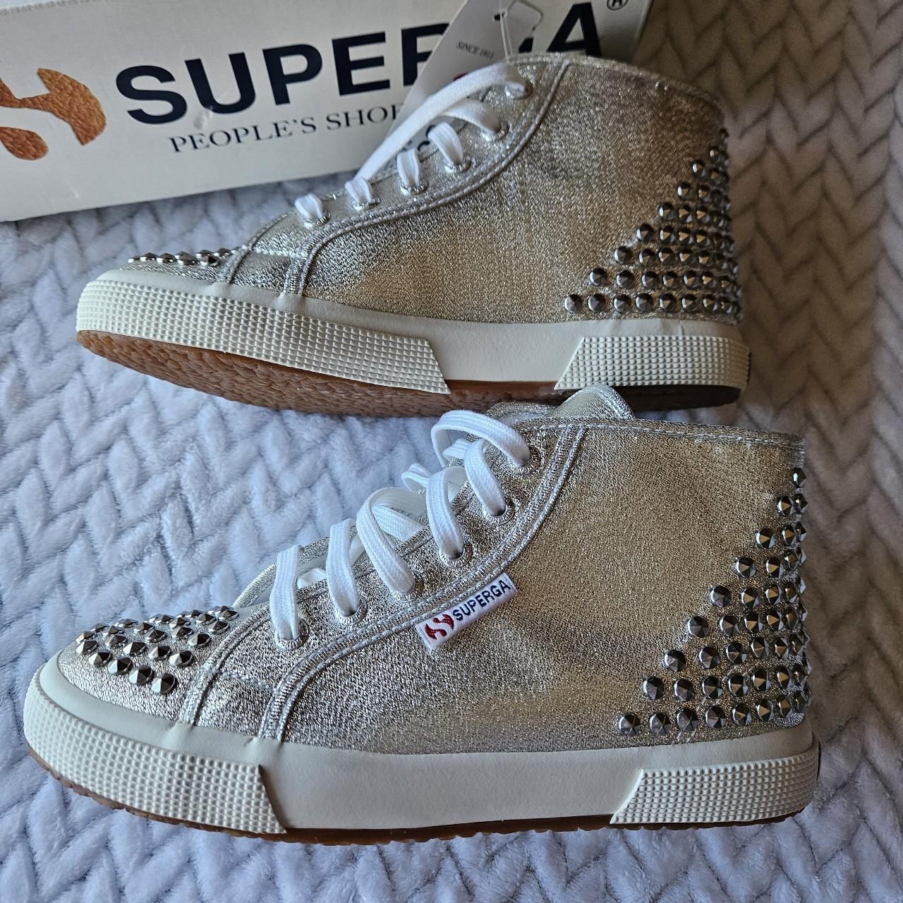 Superga 2095 LameStud Silver Stud Hi Top Sneakers. Depop