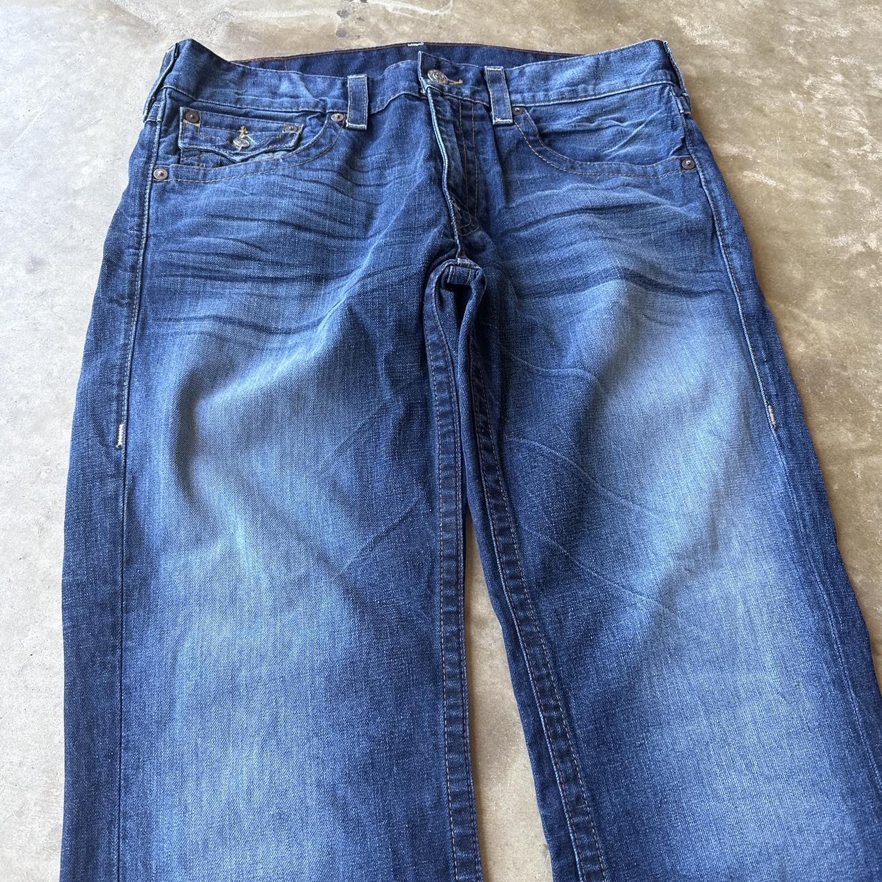 Vintage Y2K Dark Wash True Religion Baggy Denim... - Depop