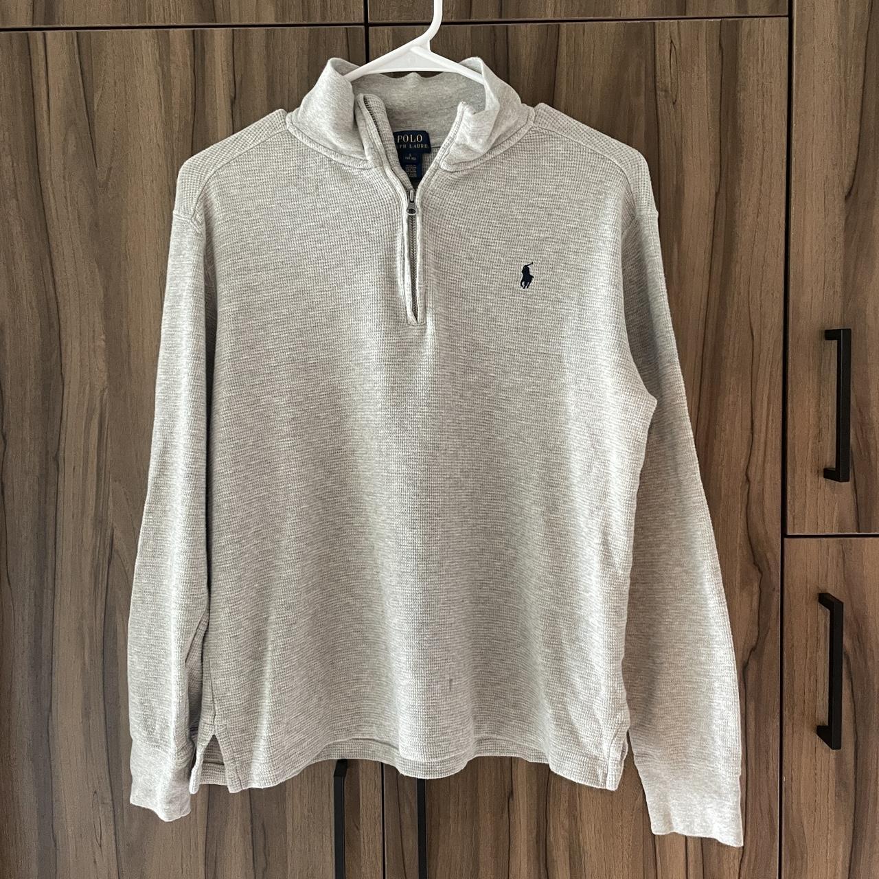Grey Polo Half Zip Size Youth L (fits like an... Depop
