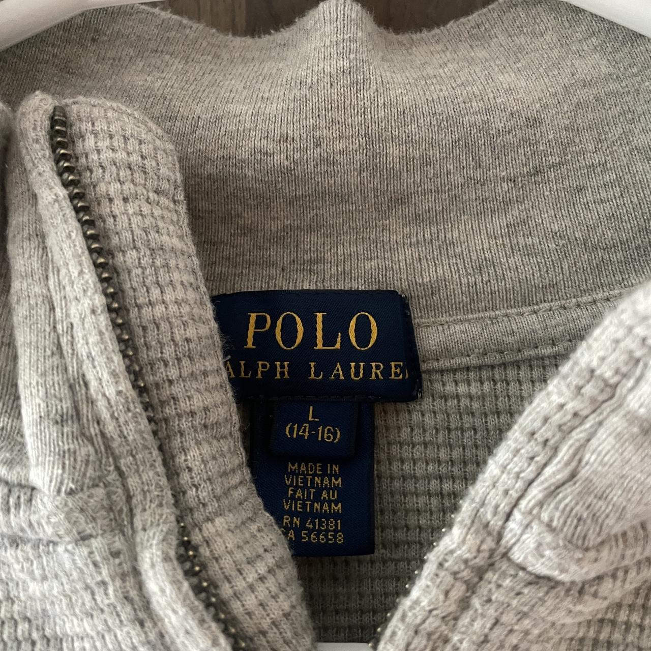 Grey Polo Half Zip Size Youth L (fits like an... Depop