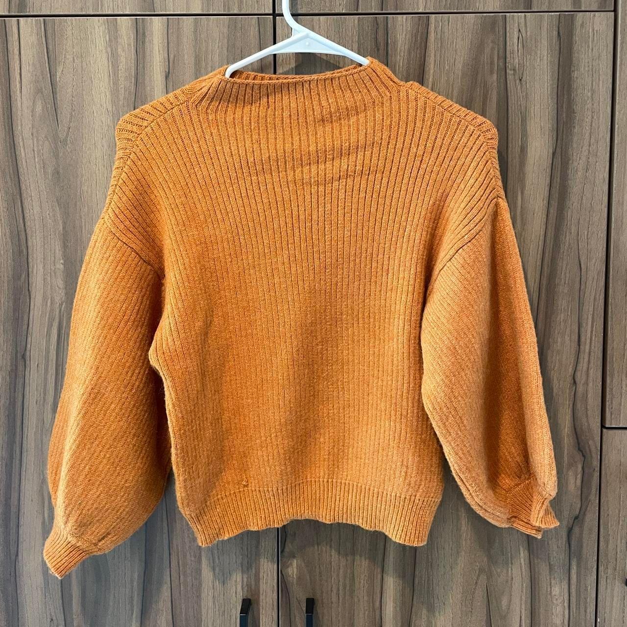 Yellow Sweater Puff Sleeve Sweater Zara Orange/yellow High Neck