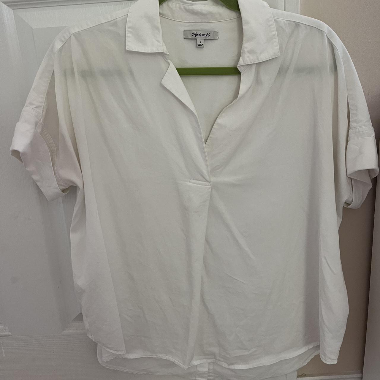 Madewell white over side poplin blouse - Depop