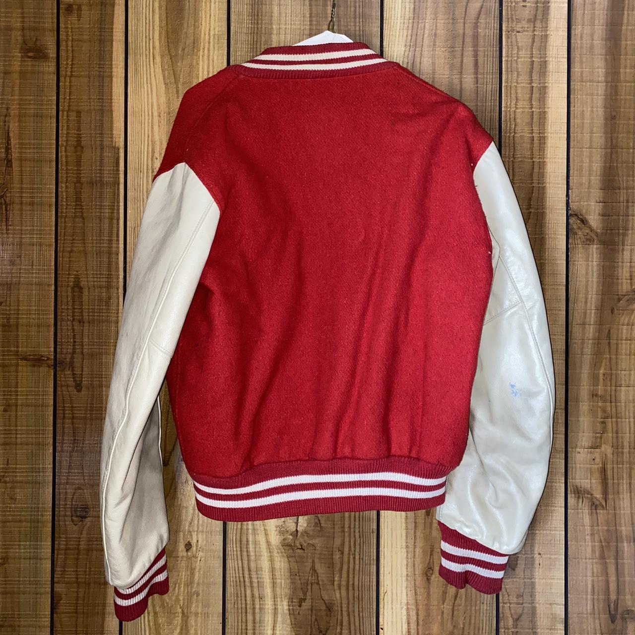Men's Red and Cream Jacket Depop