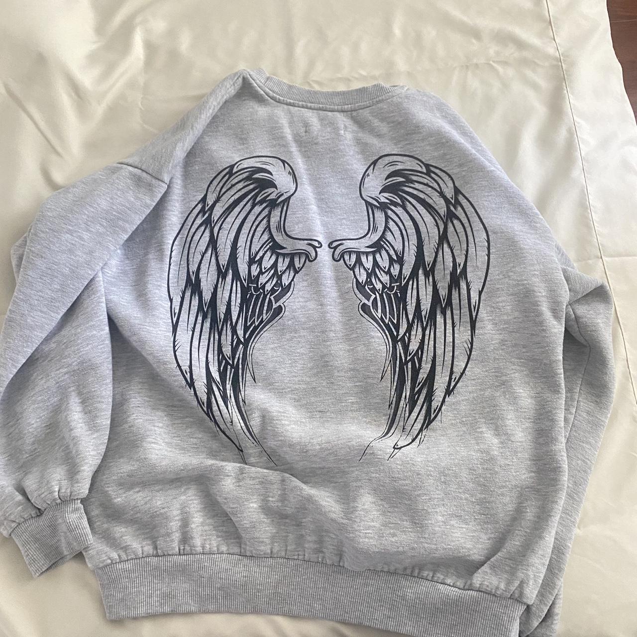 charlotte russe grey y2k sweater with heart and... - Depop