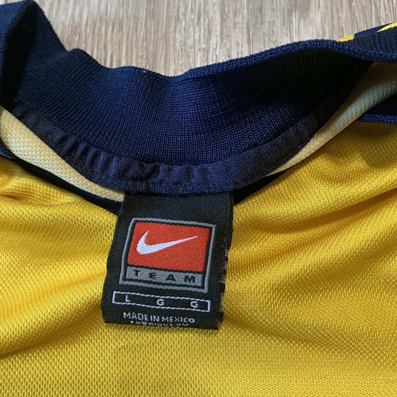 Nike Men's Yellow and Navy T-shirt | Depop