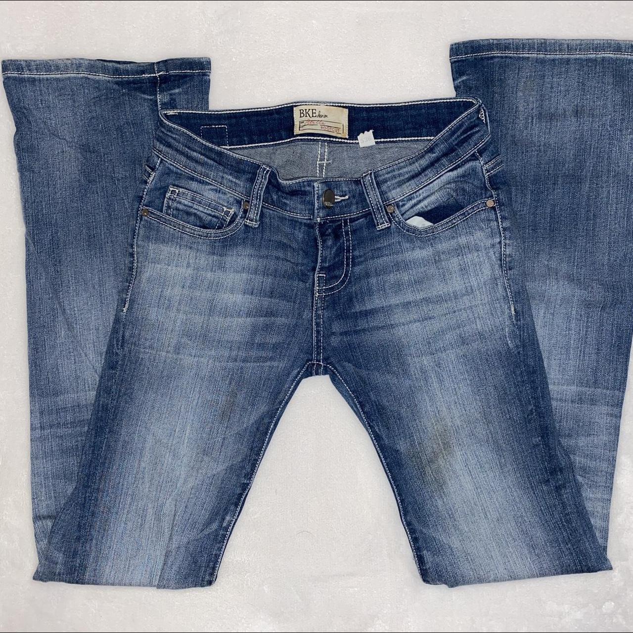 Bootcut buckle jeans. Worn, visible stains (shown in... Depop