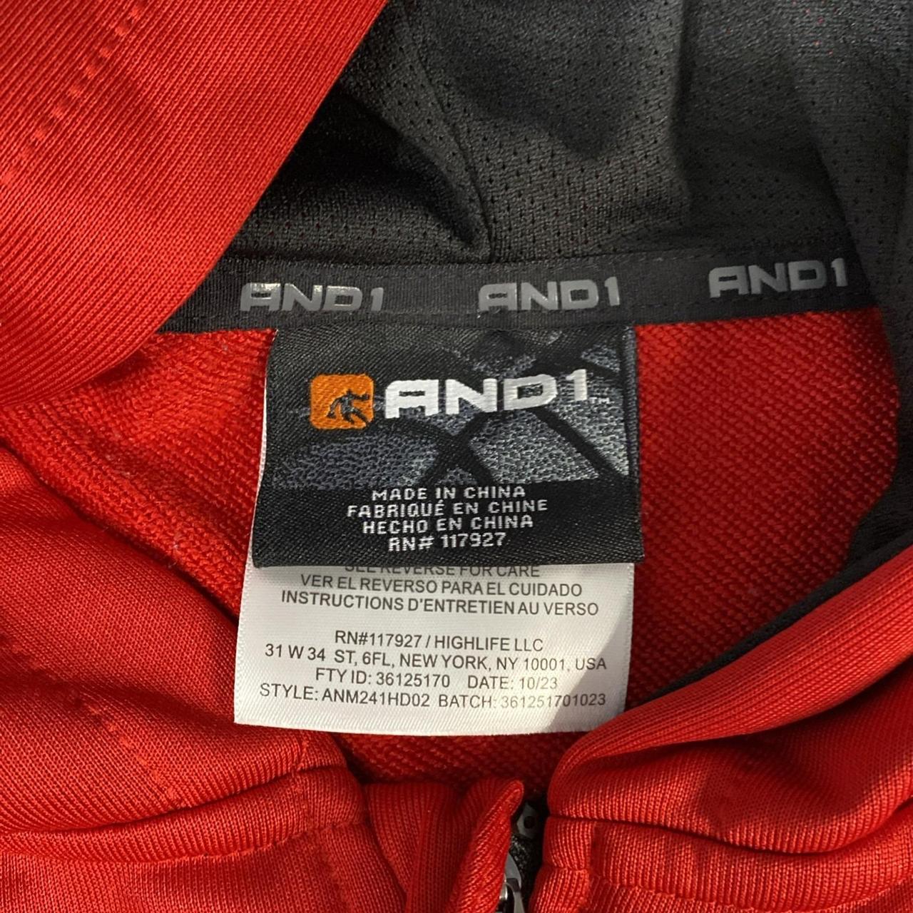 AND1 Men's Hoodie - Red - S – AND1 Skip Pass Full… - image 6