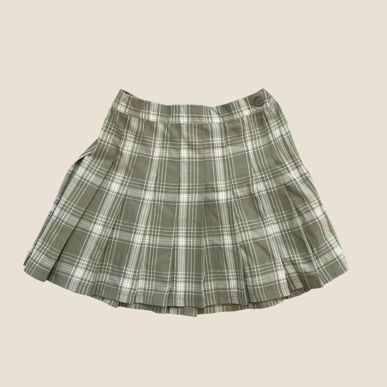 aerie Green Multicolor Tartan Plaid Pleated Mini... - Depop