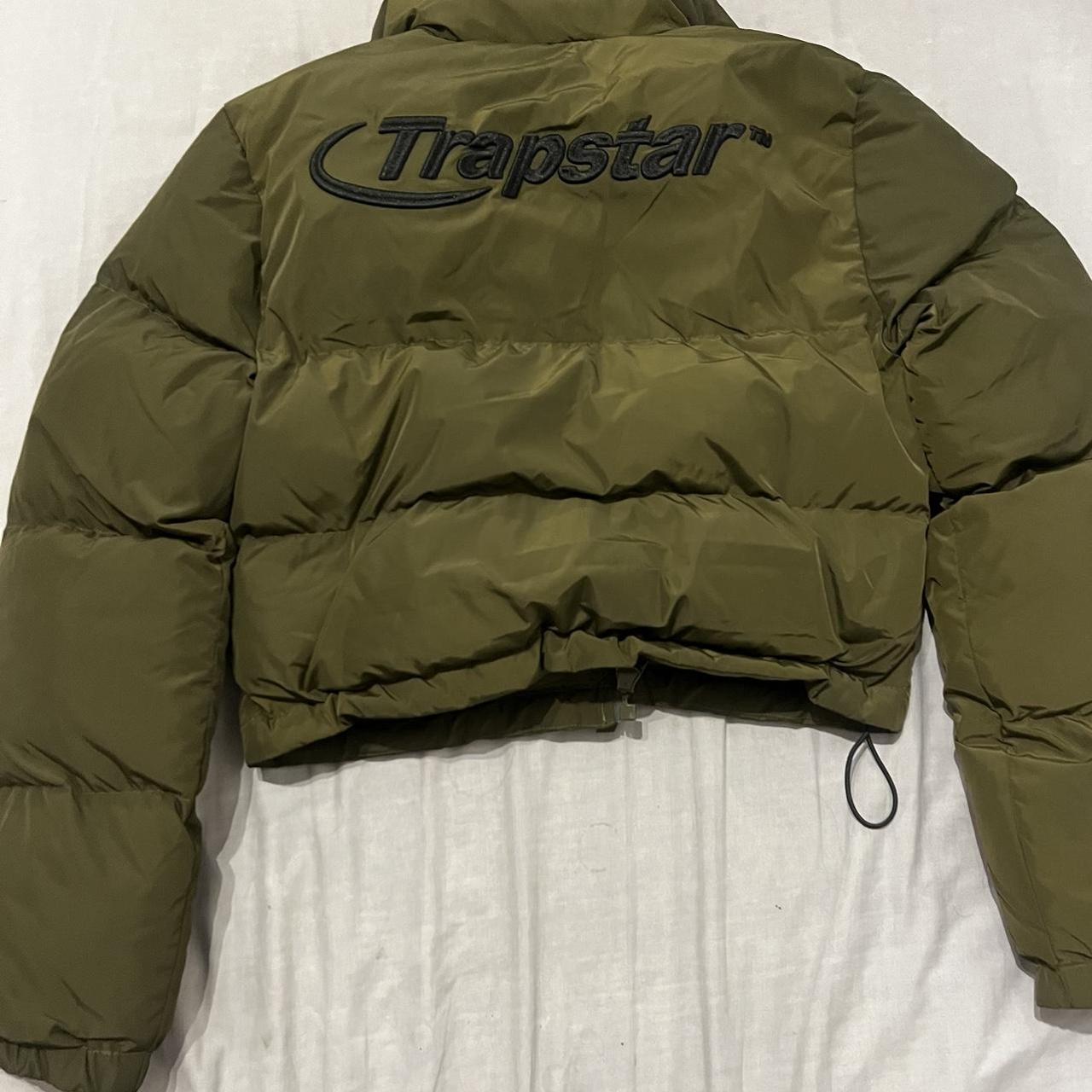 Trapstar hyperdrive olive green puffer cropped... Depop