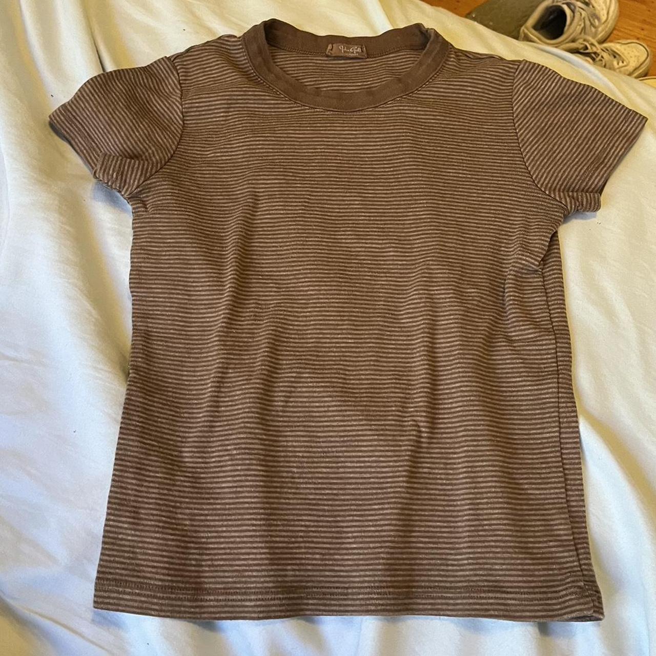 brandy striped brown tee softest thing ever no... Depop