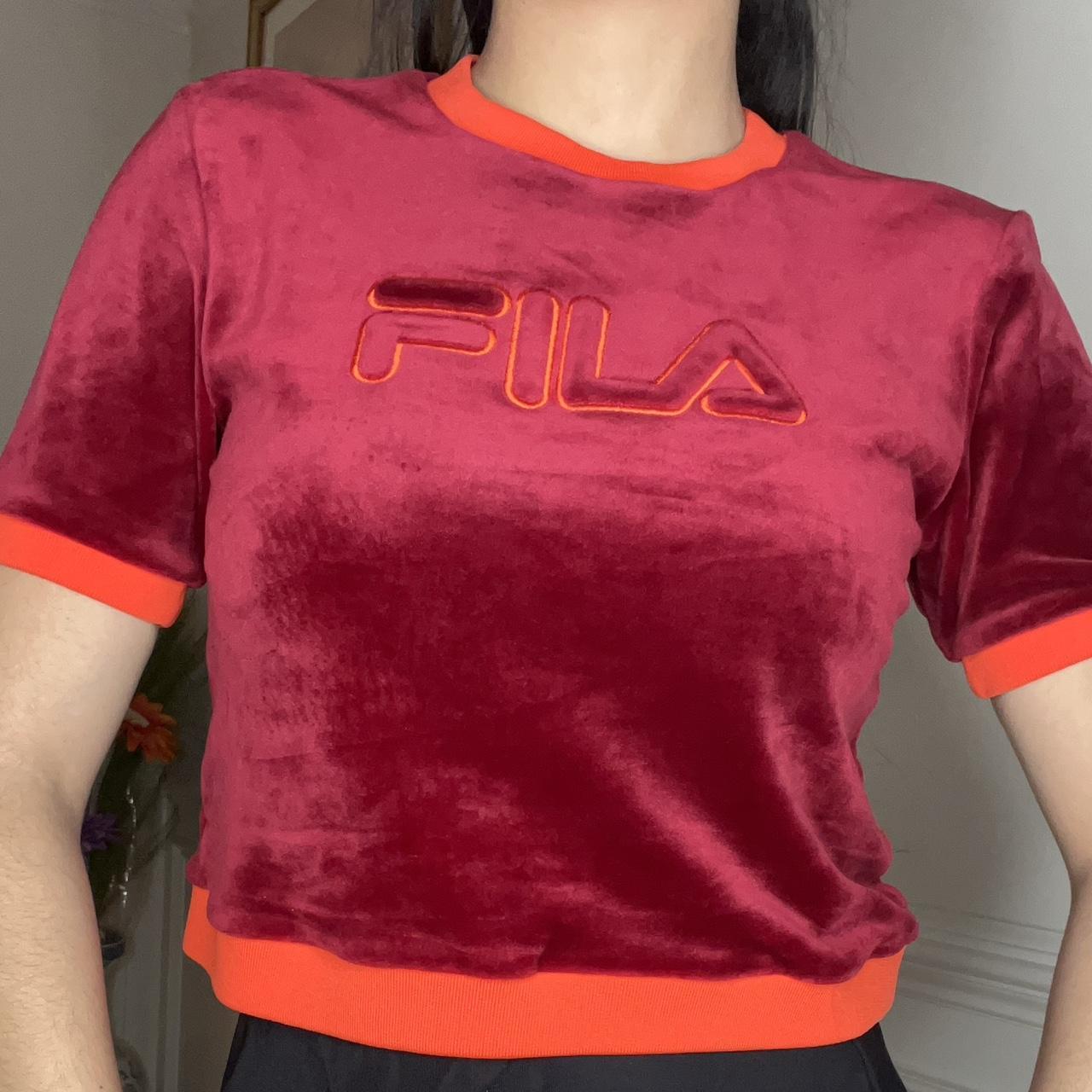 Fila Sportswear Cropped Fitted Velvet Top Size:... - Depop