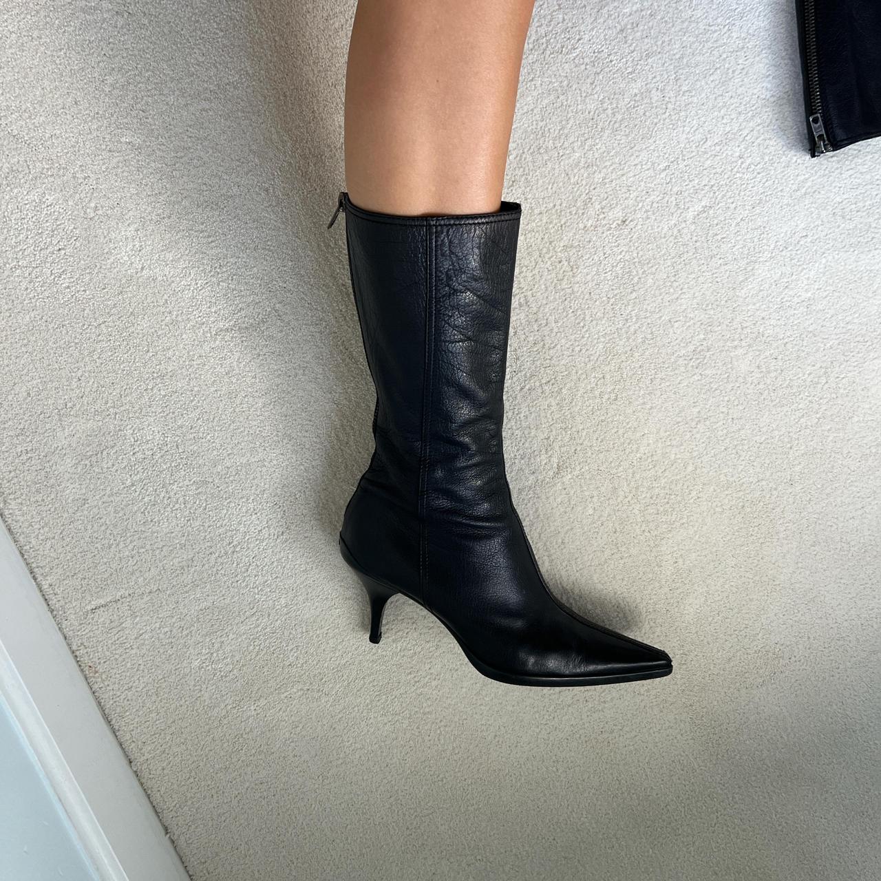 Miu Miu Vintage like new black leather zip up kitten | Depop