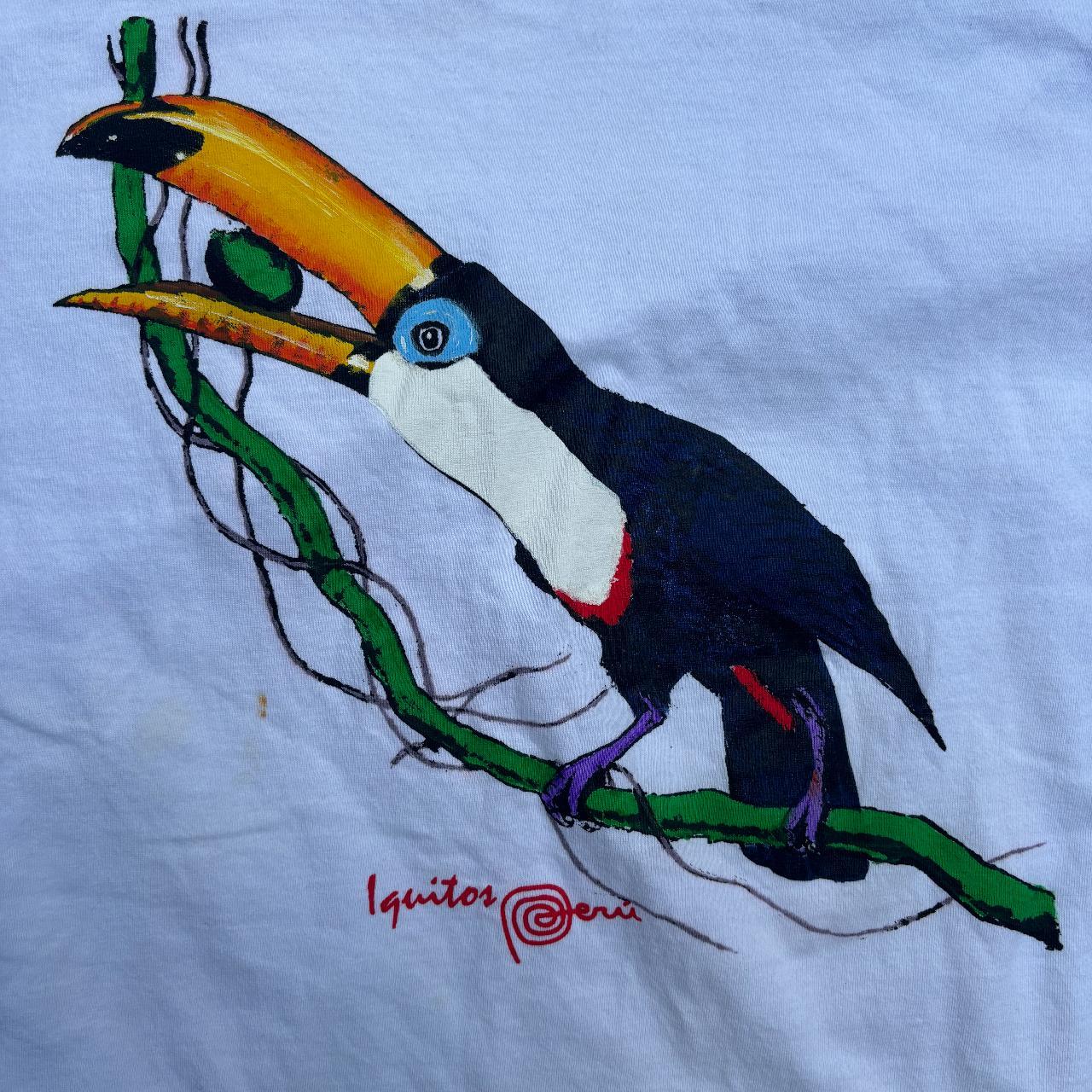 Vintage Peruvian Rainforest Toucan Tee Tagged size... - Depop