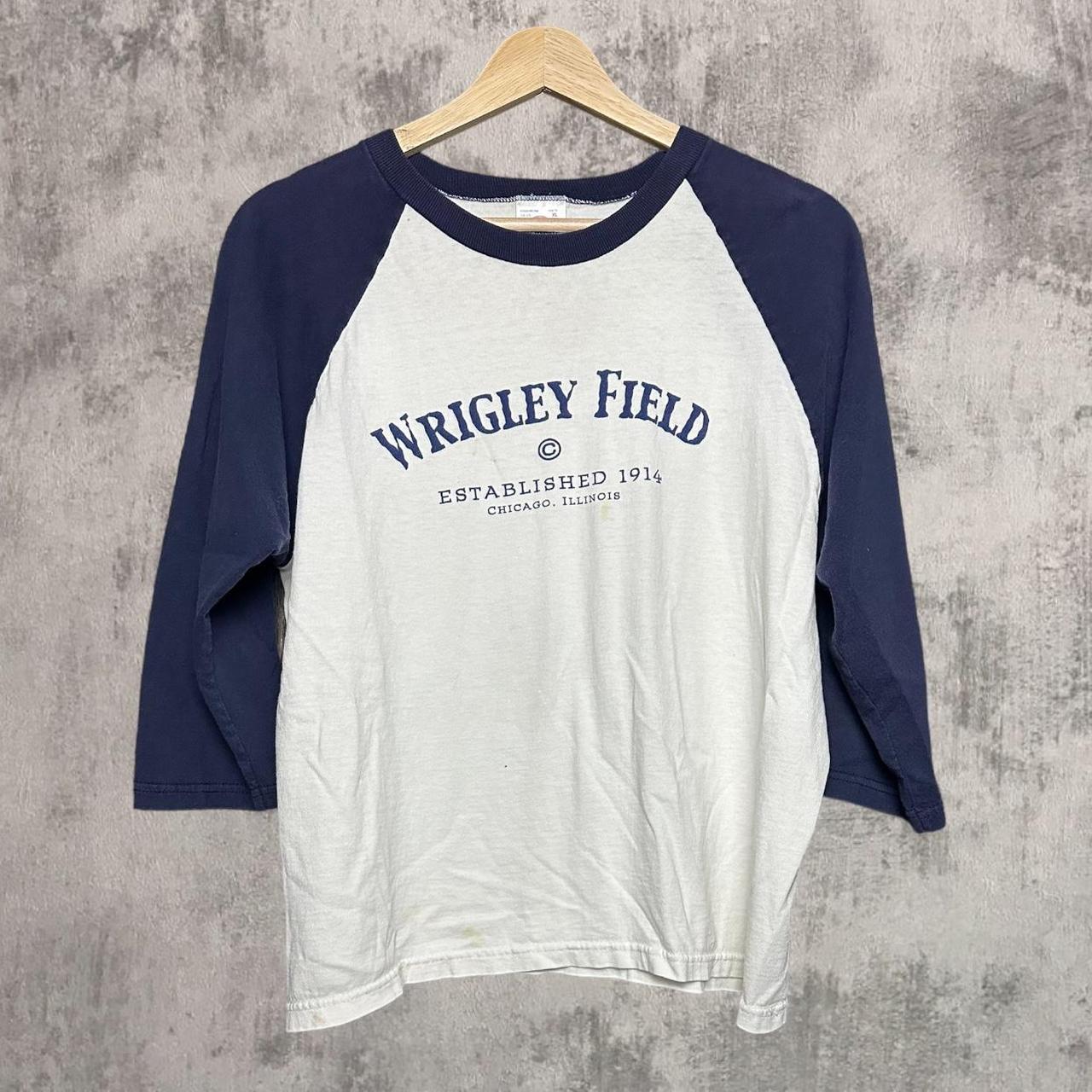 Vintage navy Chicago wrigley field graphic - Depop