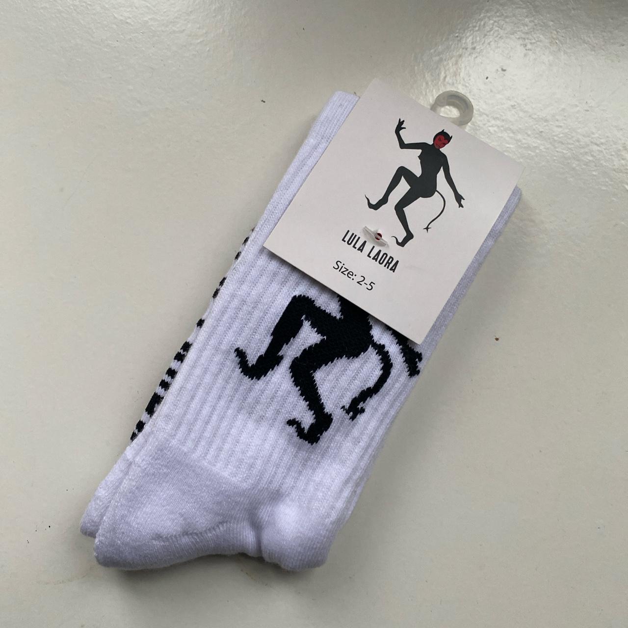 Designer white crew neck socks from the brand Lula... - Depop