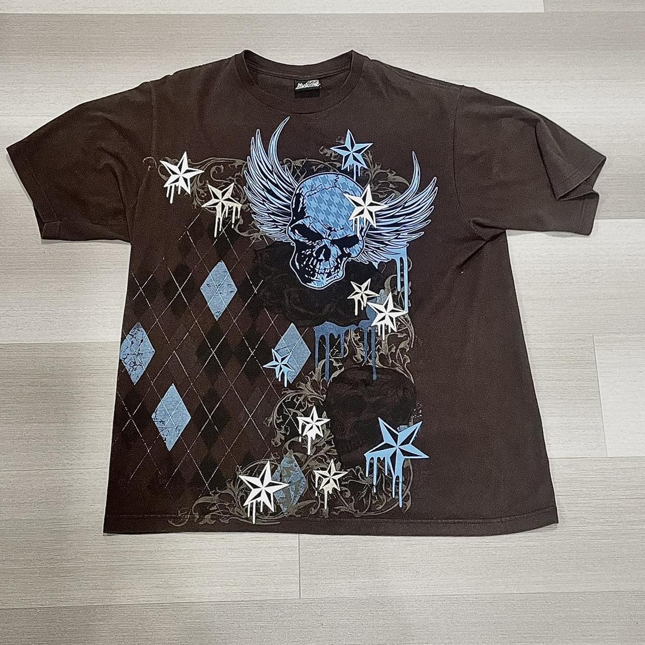 Hybrid Apparel Men's Brown and Blue T-shirt