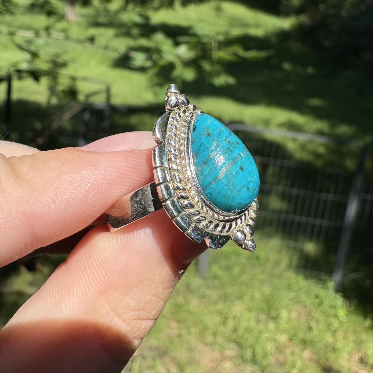 Women's Ring - Blue/Silver – Solid sterling Chrys… - image 2